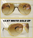 Elvis' EP Zonnebril. Verguld montuur. 14Kt. witgouden of in Verguld-over-Sterling-zilver ''EP''